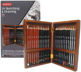 Derwent Sketching and Drawing Pencils, Wooden Box, 24 Count - Al Masam Stationery LLC
